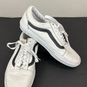Van's Old Skool White Leather w/Navy Women's Size 9